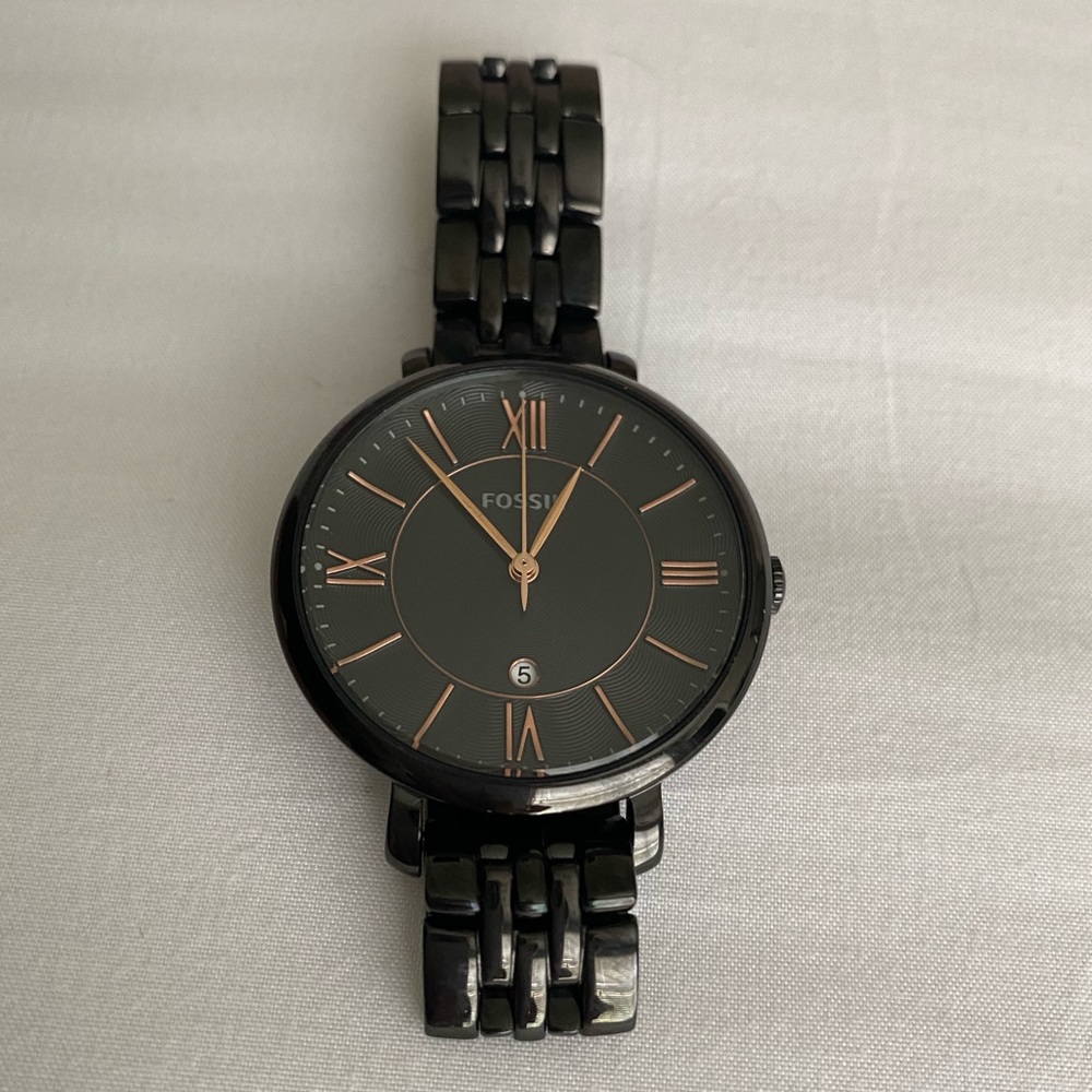 Fossil Watch Black & Rose Gold